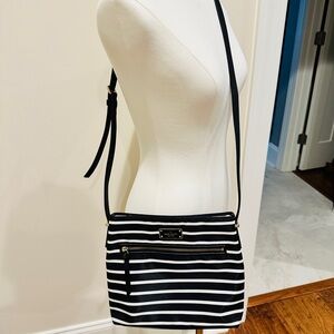 NWOT: Kate Spade Black and White Striped Crossbody Bag
